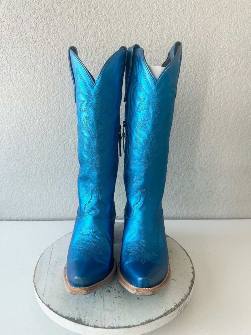 Lane SMOKESHOW Womens Cowboy Boots Metallic Blue Western Tall Snip Toe Size 9.5 - Picture 5 of 12
